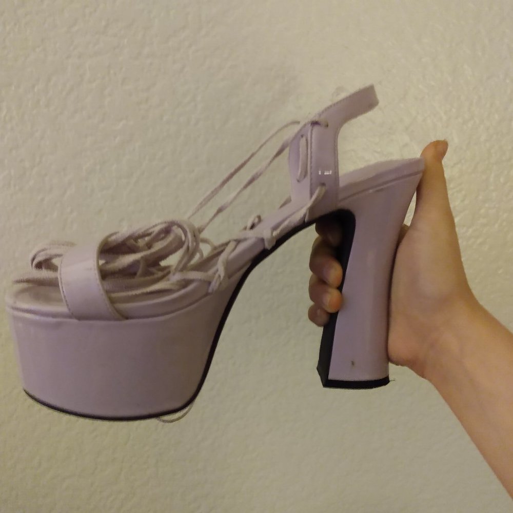 Purple Lace Up Open Toe Heel
